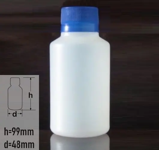 Sticla plastic 100ml culoare semitransparent cu capac cu autosigilare de culoare albastru